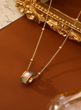 【遥听山月】新款多巴胺幻彩圆形魔方项链旋转耳扣精致气质耳饰女