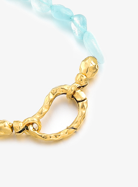 SUDAWANG天然海蓝宝石手链2024年金色串珠手串女款配饰小众设计