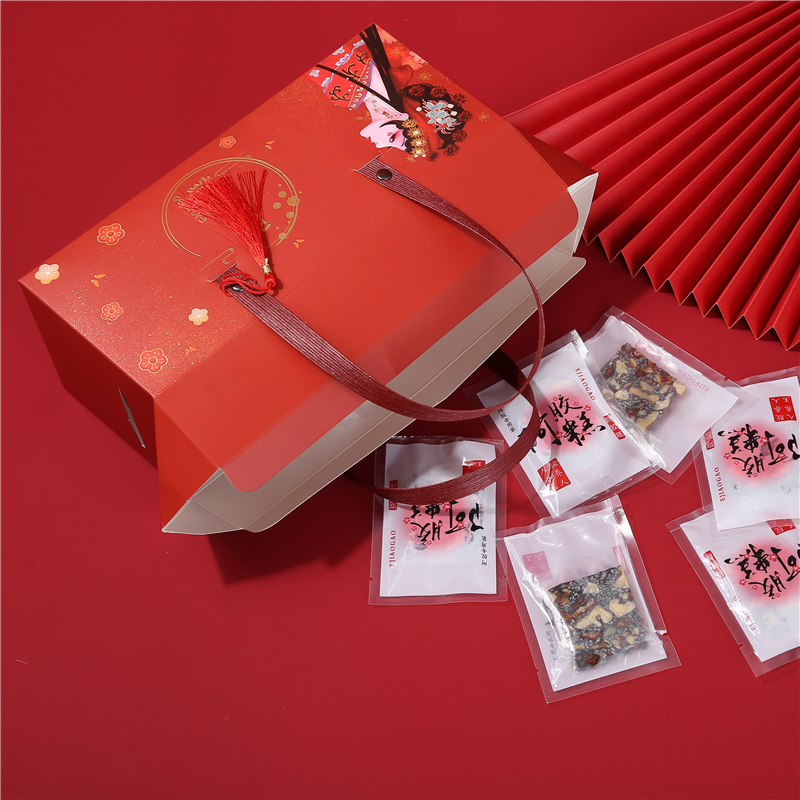 一斤装阿胶糕包装盒礼盒套装手提袋年货礼品袋包邮定制(10个装) - 图1