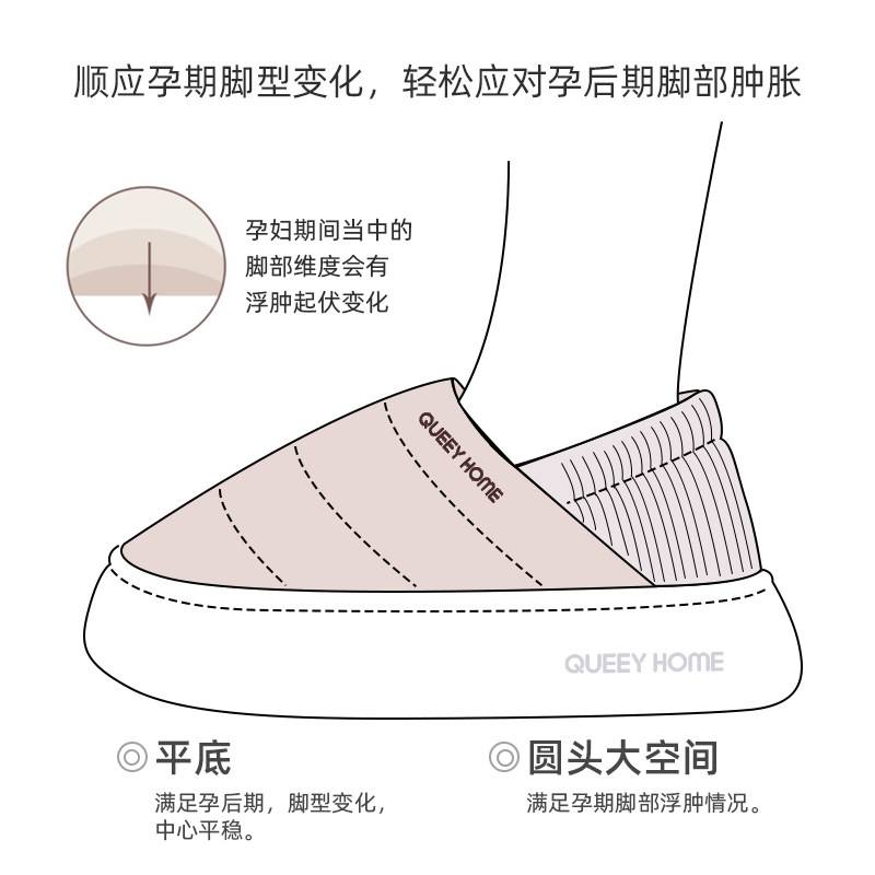 孕妇棉拖鞋女士秋冬季包跟2025新款室内家居用保暖防水两穿月子鞋,淘宝优惠券,粉丝福利购,淘宝优惠卷