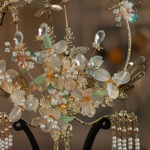 金色镂空古风扇子古典团扇女中式婚礼新娘秀禾服配饰2022新款翊柔 - 图0