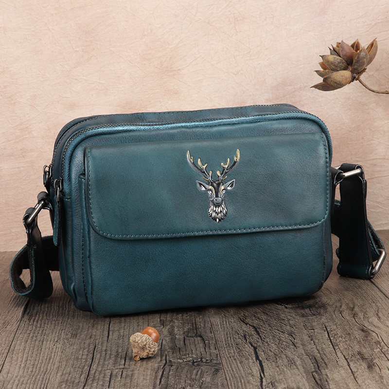 复古包包进口头层牛皮男士斜挎包 sophmoda男士包袋