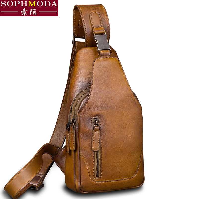 男士包包手工皮包男头层牛皮斜挎包 sophmoda男士包袋