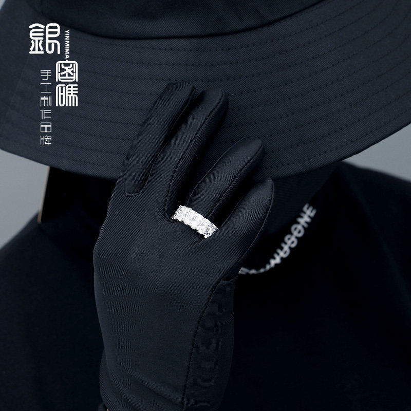 情侣戒指纯银一对莫桑石女结婚戒指 银密码戒指/指环