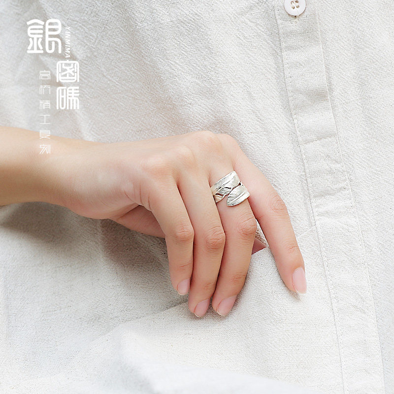 银密码高桥吾郎s925银情侣羽毛对戒 银密码戒指/指环