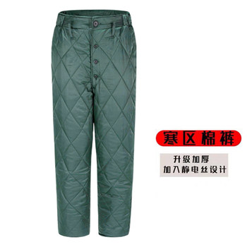 ພື້ນທີ່ເຢັນທີ່ແທ້ຈິງຂອງກອງທັບສີຂຽວຝ້າຍ-padded jacket ແບບລະດູຫນາວໄມ້ແປກສາຂາສີຂຽວດຽວແອວແອວສັ້ນ trousers ຝ້າຍ