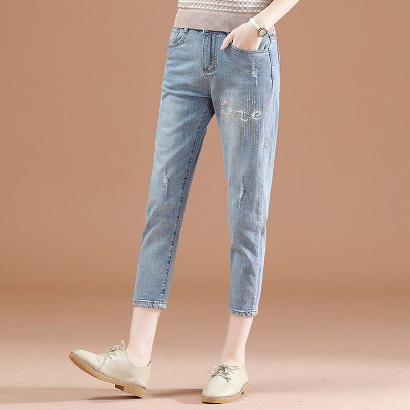 阿玛施2020夏季新款七分显瘦裤子 zhenya臻娅牛仔裤