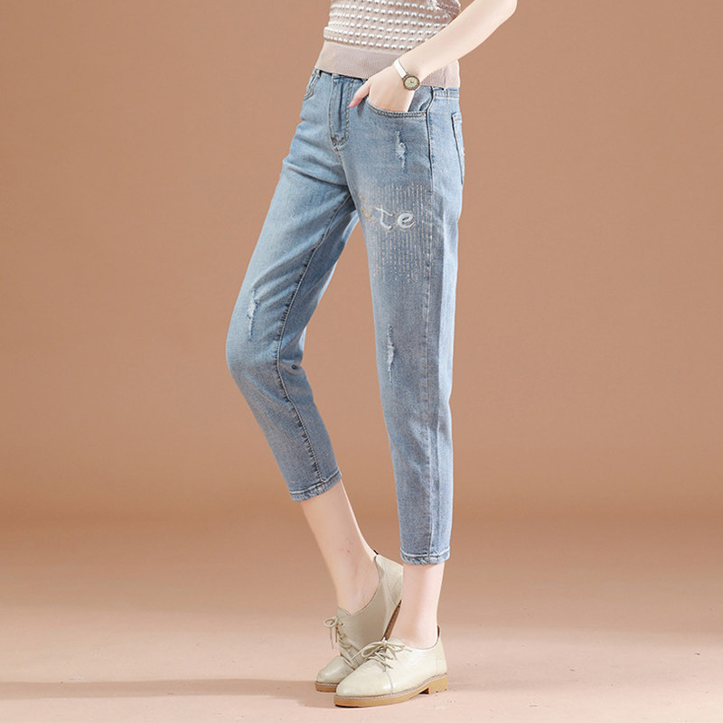 阿玛施2020夏季新款七分显瘦裤子 zhenya臻娅牛仔裤