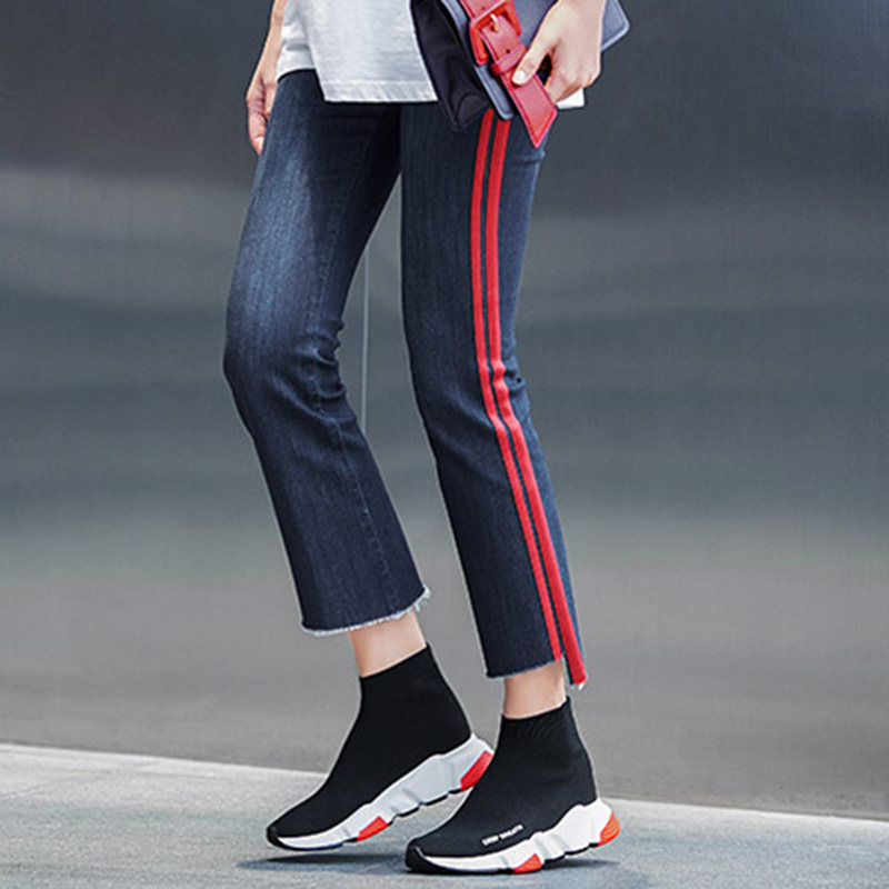 阿玛施2020新款侧条纹九分裤牛仔裤 zhenya臻娅休闲裤