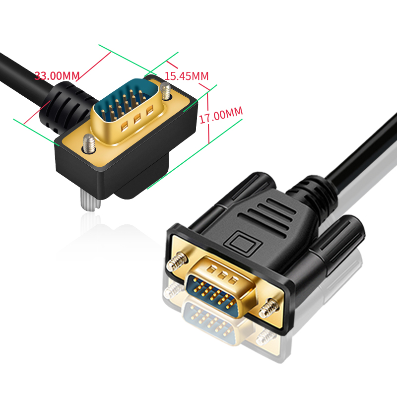 vga线弯头电脑显卡显示器VGA接口线弯头线直角线90度 270°弯头线 - 图1