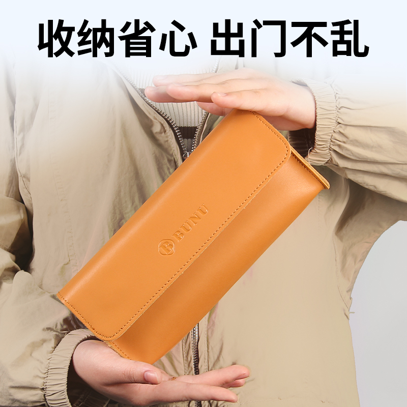 数据线收纳包适用于苹果电源包MacBook移动充电器笔记本华为联想真皮大容量数码U盘鼠标13兰里斯卡电脑配件袋 - 图3