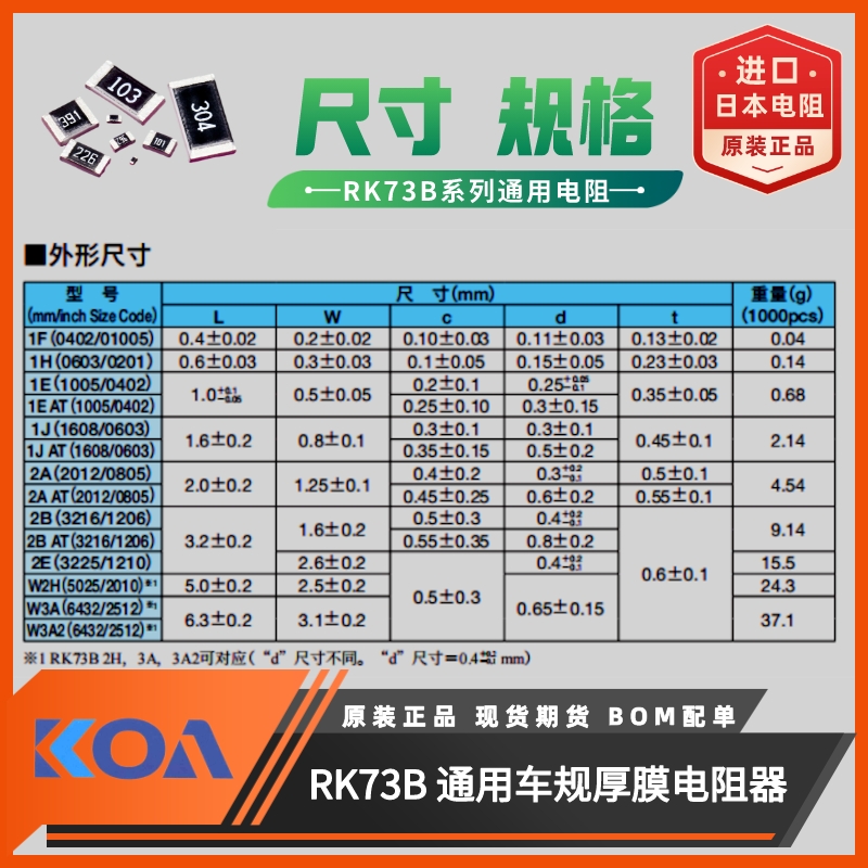 0603贴片电阻RK73B1JTTD112J日本KOA电阻器代理商 - 图2