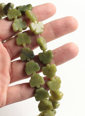 抹茶色13mm双平面直穿孔橄榄石