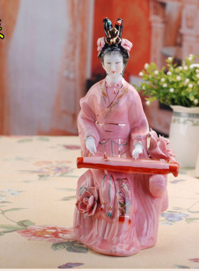 陶瓷古典风美女琴棋书画装饰雕塑