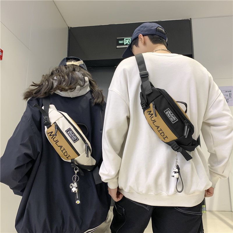 潮牌日系胸包男士ins简约女单肩包 满江红箱包男士包袋