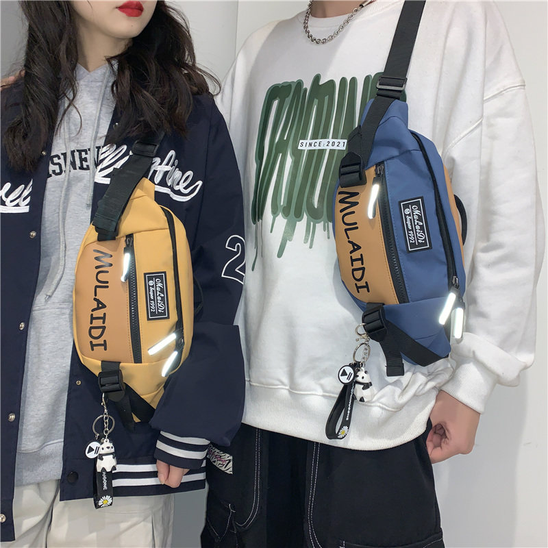 潮牌日系胸包男士ins简约女单肩包 满江红箱包男士包袋