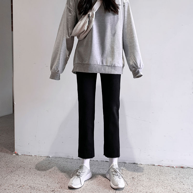 南极人吉喆专卖店牛仔裤女秋装年新款高腰显瘦百搭黑色九分春秋季宽松直筒裤子0