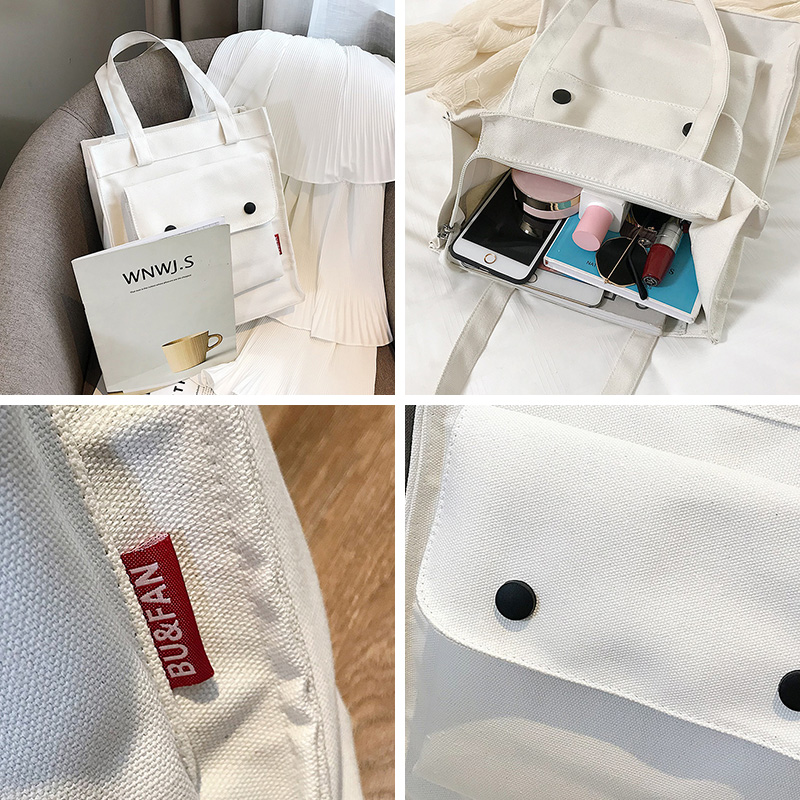 gucen旗舰店ins大容量帆布包女斜挎包小方包大学生上课装书单肩日系帆布袋2