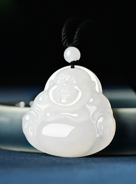 羊脂玉观音吊坠男士项链和田玉弥勒佛儿童笑佛女款情侣挂件一对