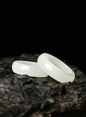 戒指男士新疆白玉复古情侣