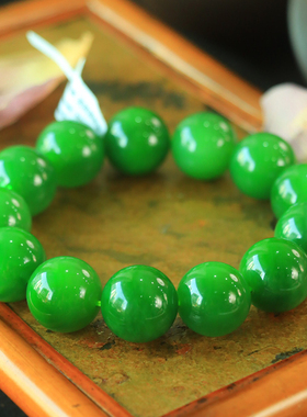 天然和田玉老坑碧玉猫眼手串男女款圆珠手链单珠约17.5mm送老公