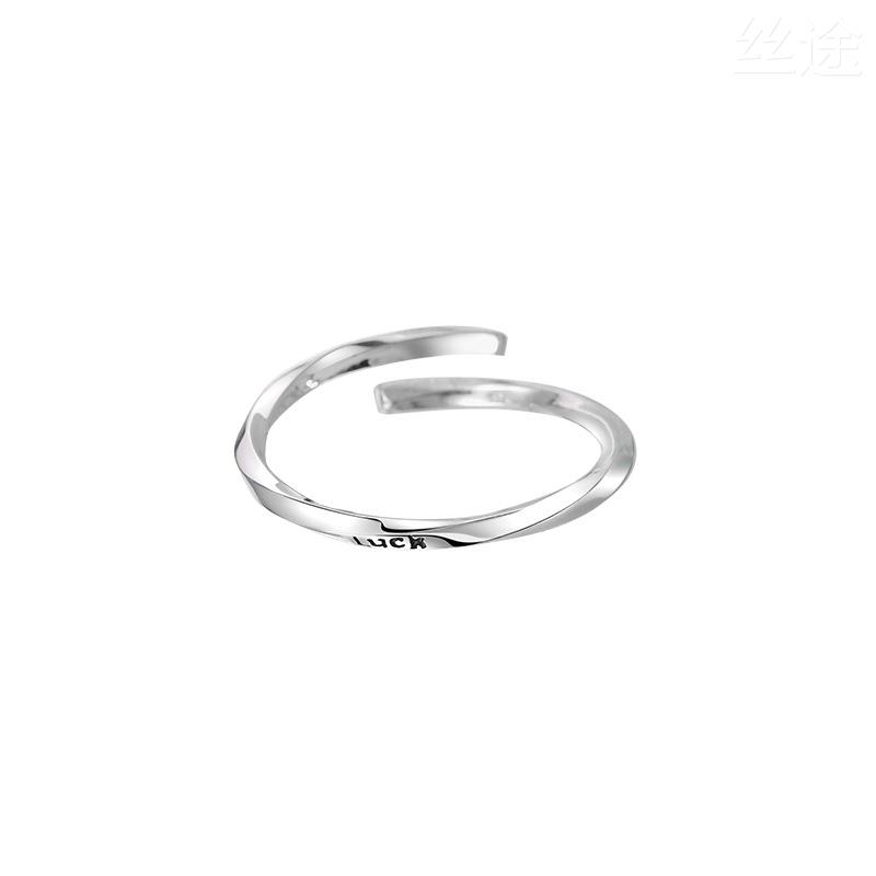 s925纯银戒指luck扭曲男女中性风小众设计ins冷淡风简约泰银戒指 - 图3