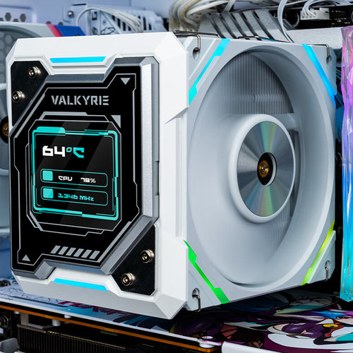 瓦尔基里R125台式CPU散热器 7热管铜底IPS液晶显示屏塔式风冷风扇 - 图0