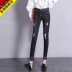 Quần jeans lỗ đen nữ Hàn Quốc phiên bản hè 9 quần 2019 Quần nữ mới bó sát quần skinny - Quần jean