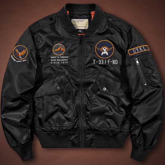 户外运动冲锋衣夹克大码宽松男外套秋季多袋工装棒球领飞行员茄克