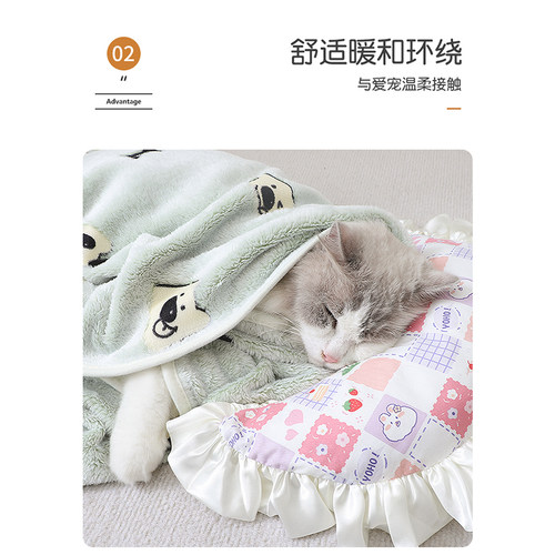 宠物被子猫咪毛毯冬天睡垫布偶猫保暖毯子狸花猫踩奶垫银渐层垫子 - 图1