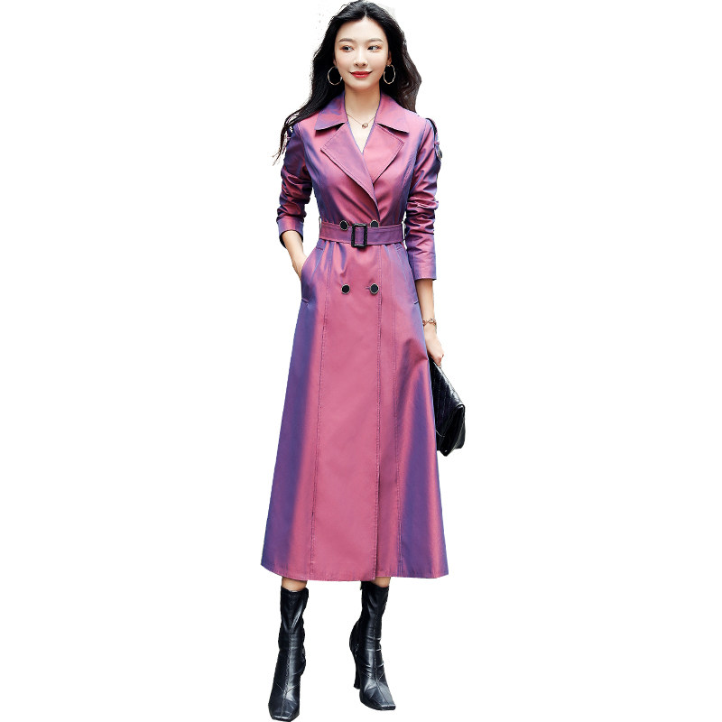 紫色2020秋新款变色龙气质女风衣 园子靓衣风衣