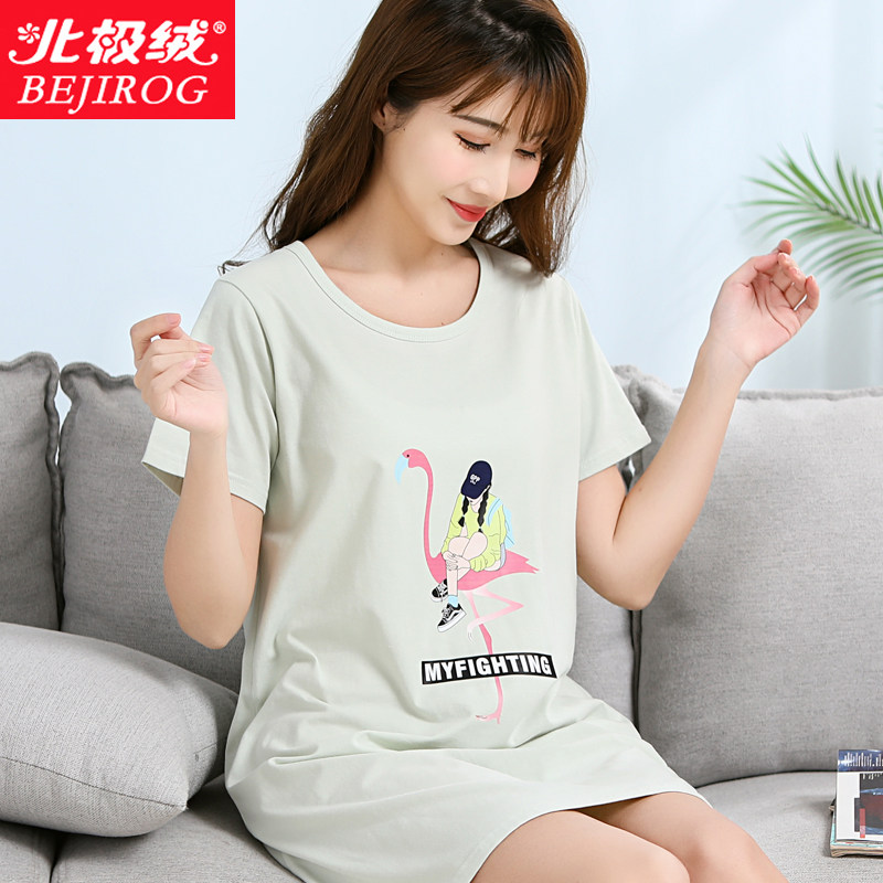 北极绒睡裙2021年新款夏季纯棉睡衣 北极绒雅汀睡裙