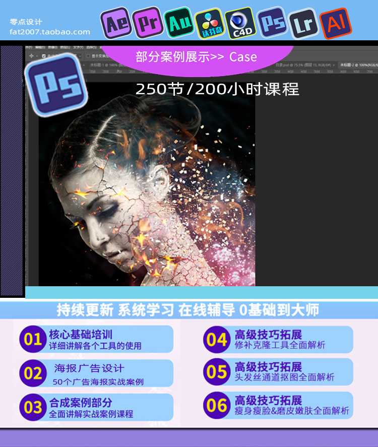 全套PR教程PS零基础AU短视频AE剪辑AI平面设计LR达芬奇C4D调色MG - 图1