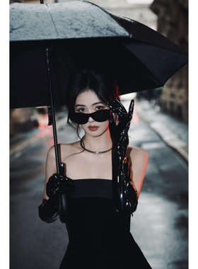 黑色皮质长款保暖礼服宴会手套
