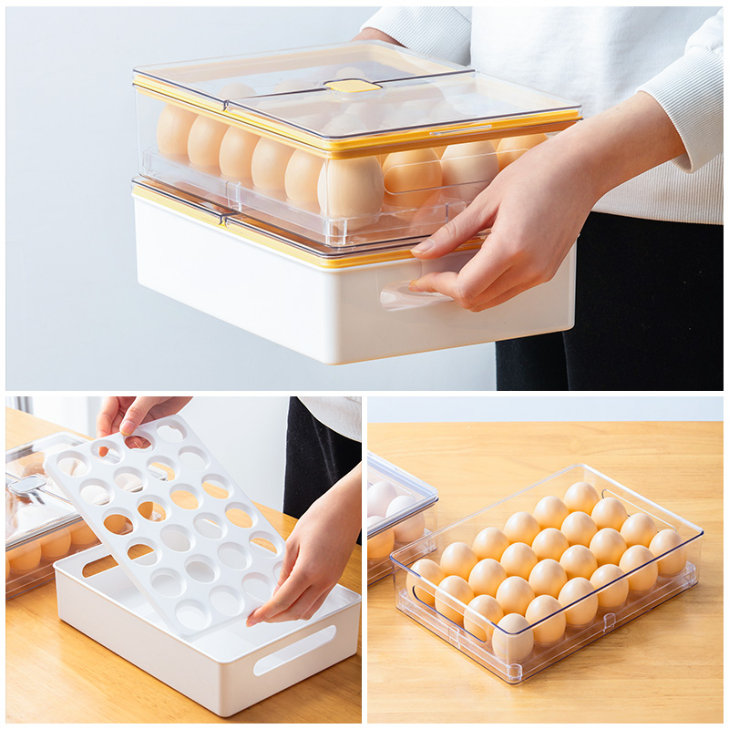 食品级翻盖分格收纳盒鸡蛋盒子大容量蛋架蛋托冰箱内侧食物保鲜盒