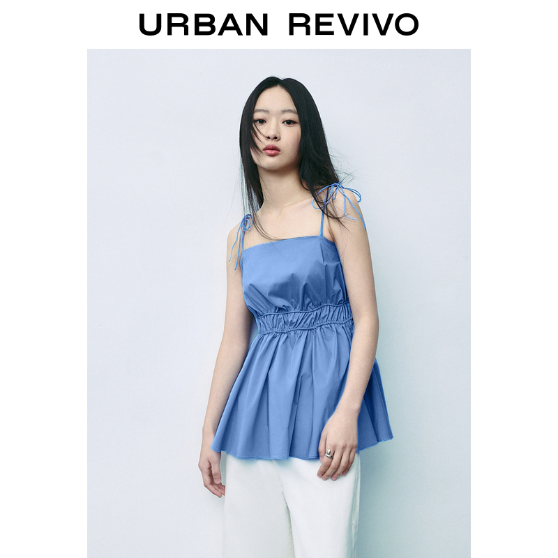 UR2024夏季新款女装小众设计感褶皱绑带气质吊带衫UWU240023 - 图2