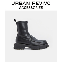 URBAN REVIVO New products Ladies Accessories Tide Cool Bottom Midcylinder Boots AW35BS2F2000