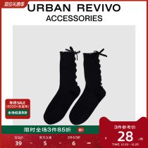 URBAN REVIVO2023 AUTUMN WINTER LADY SWEET MERMY GIRL 100 RIDE BUTTERFLY KNOT SOCKS UAWA30186