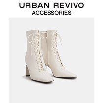 URBAN REVIVO2022 Spring New Products Lady Accessories Temperament Strap High Heel Boots AW02TS2N2003