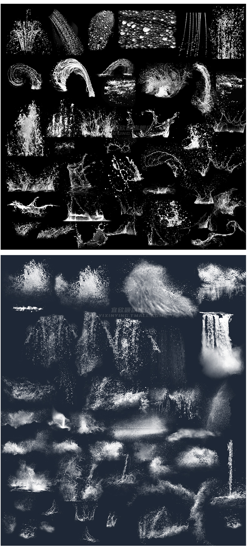 水滴水花喷泉PS素材 PSD免扣景观流水跌水瀑布水珠效果图后期特效 - 图3
