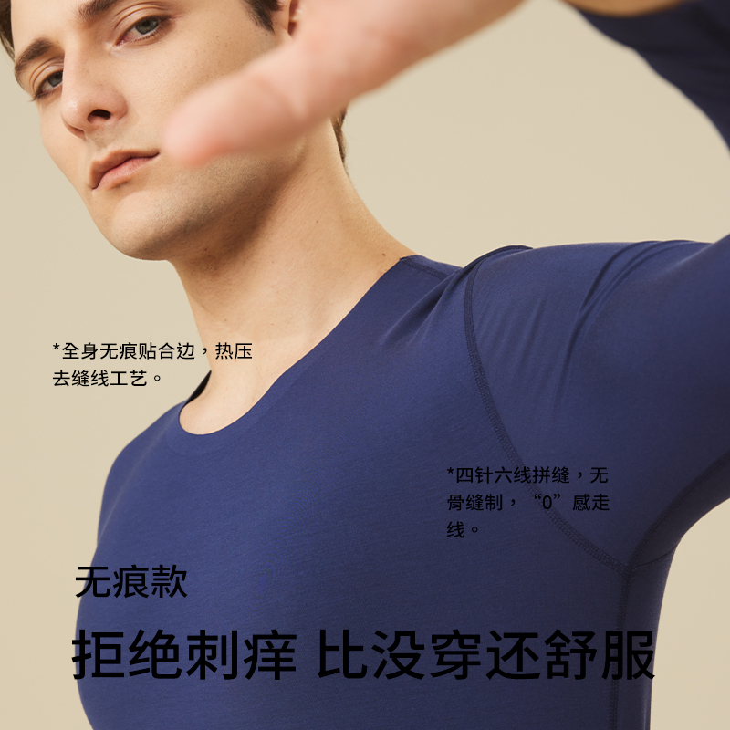 猫人秋衣秋裤男士套装莫代尔2024新款保暖内衣男款内穿薄款打底衫