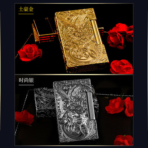 法国GHORSE朗声打火机纯黄铜充气侧滑砂轮个性创意定制男高档正品 - 图3