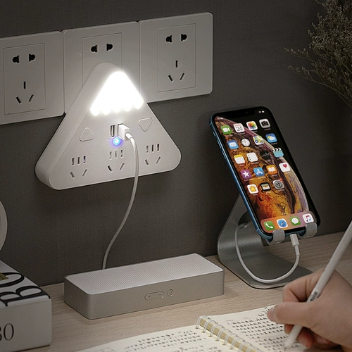 吉顺 Сокет -преобразователь много -функциональный USB Plug Multi -Mouth Creative с беспроводными заглушками Night Light, один поворот многократный использование