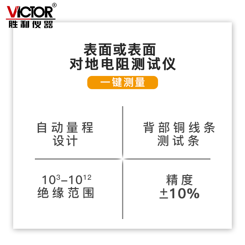 胜利仪器VC385+自动量程表面电阻测试仪低电阻检测仪防静电测试仪 - 图3