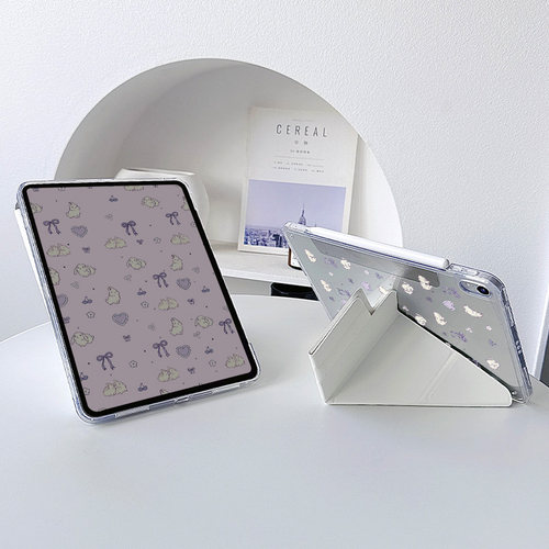 【3+y折x无笔槽】适用苹果ipadair保护套华为matepad11.5s保护壳9第11代pro12透明拆分兔11.5s小米平板7紫色6 - 图2
