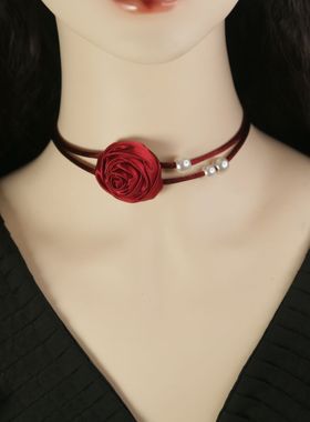 高级感项链花朵锁骨颈链choker脖子饰品魅力项圈新款网红项圈