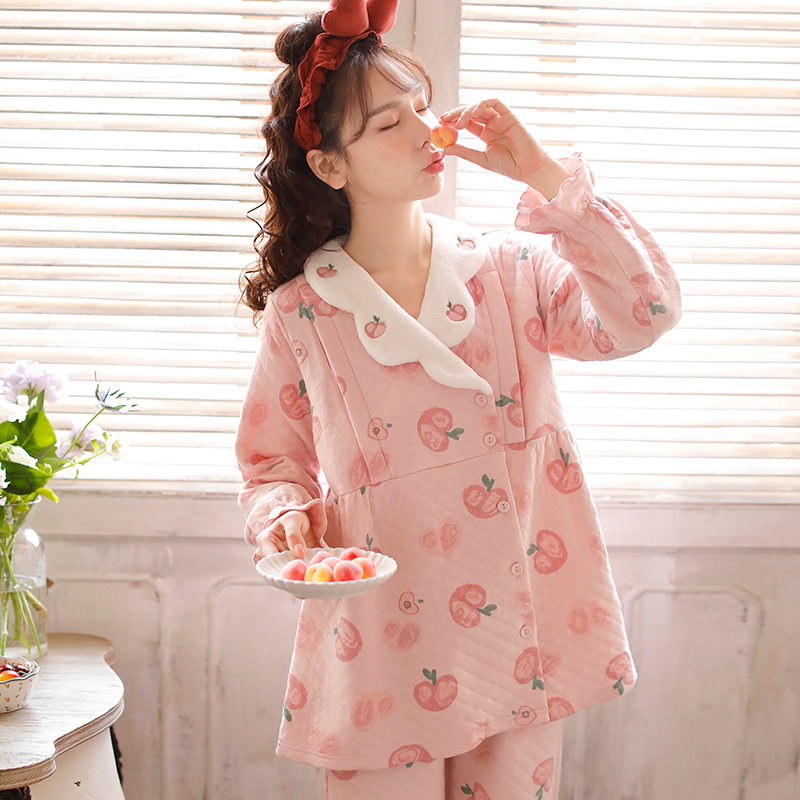 富朵旗舰店富朵月子服10月份春秋夹棉产后哺乳衣11孕妇睡衣冬季暖气房喂奶衣2
