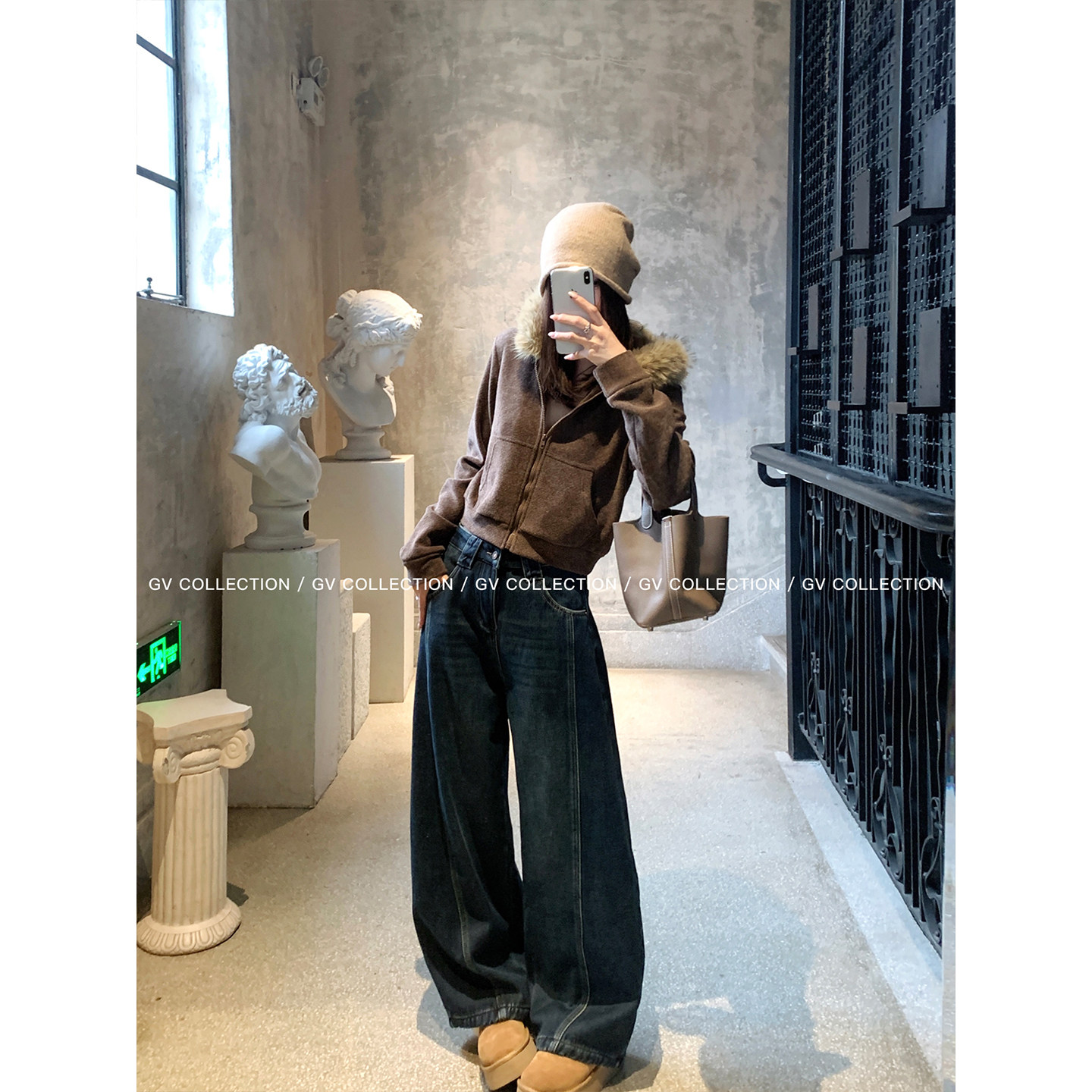 GV大白哥 加绒日常 复古加绒加厚弯刀阔腿牛仔裤秋冬保暖裤子女,淘宝优惠券,粉丝福利购,淘宝优惠卷