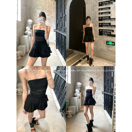 GV大白哥 蓬蓬学院风 短款双纽扣俏皮感层层花苞裤设计感裤子女夏 - 图0
