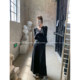 GV Dabaige tea style lazy tone soft and waxy torn V-neck raw edge knitted top straight casual skirt suit